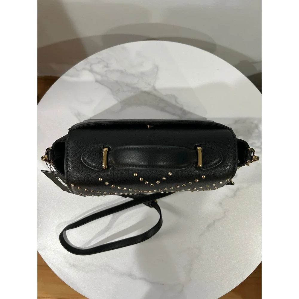 KARL LAGERFELD Paris Black Leather Studded Crossbody Flap Bag‎ - Picture 3 of 12